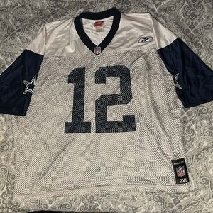 Reebok White and Navy #12 NFL Mesh Football Jersey
